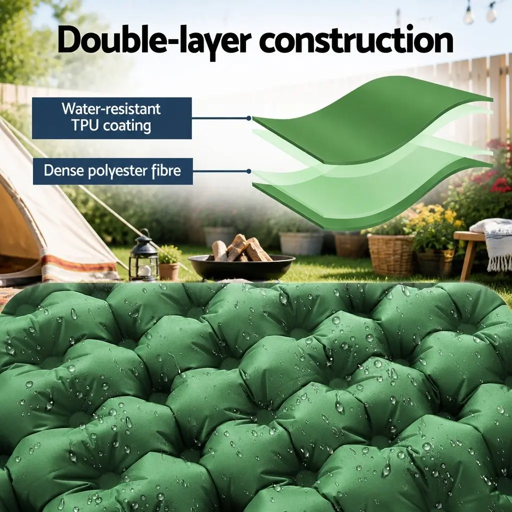 Self Inflating Sleeping Mat Single Air Bed 9cm Camping Pad with Pillow Carry Bag