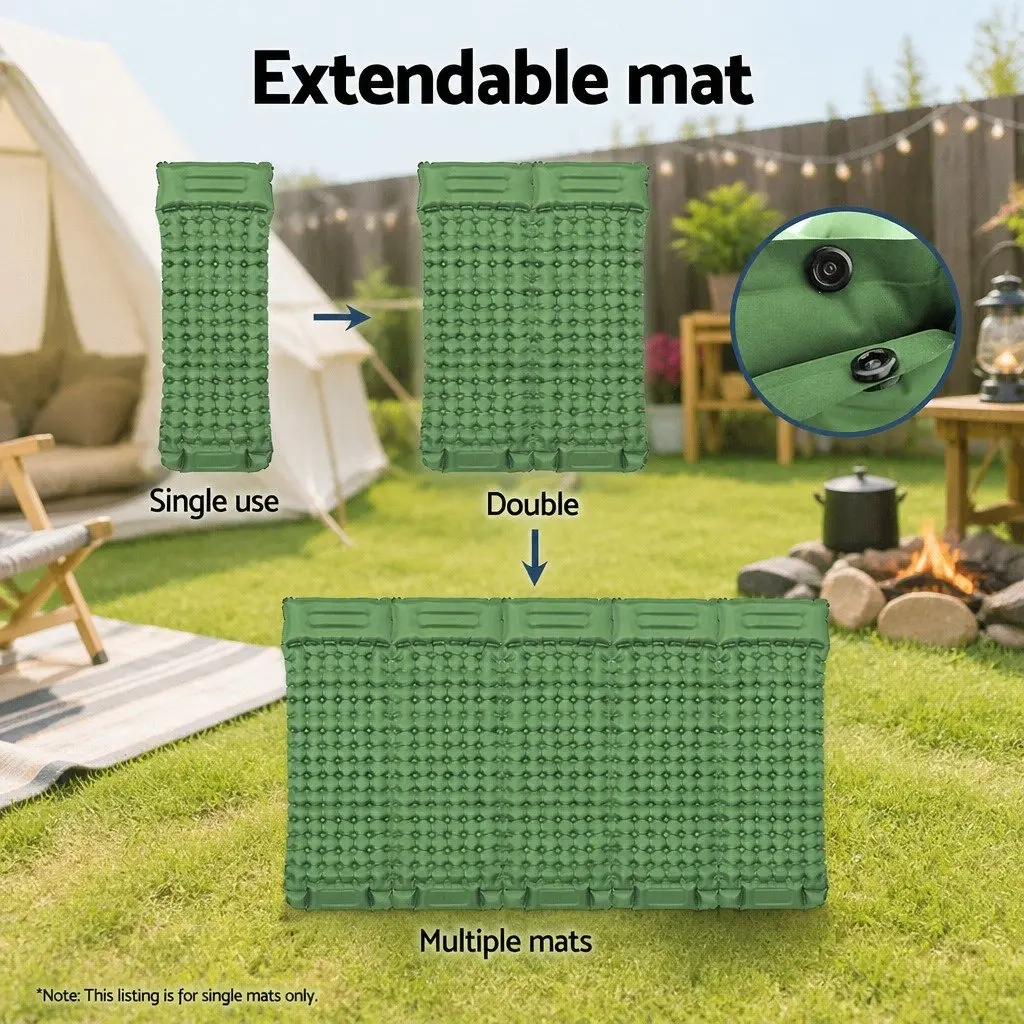 Self Inflating Sleeping Mat Single Air Bed 9cm Camping Pad with Pillow Carry Bag