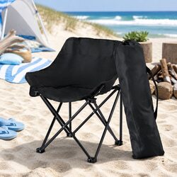 Folding Camping Moon Chair Portable Outdoor Seat Black 120KG Weight Capacity