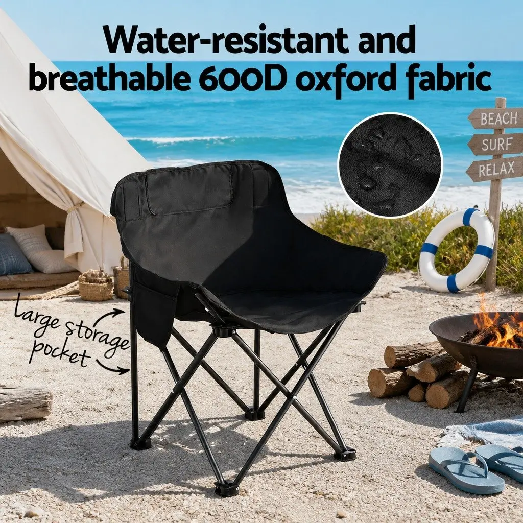 Folding Camping Moon Chair Portable Black 120KG Weight Capacity
