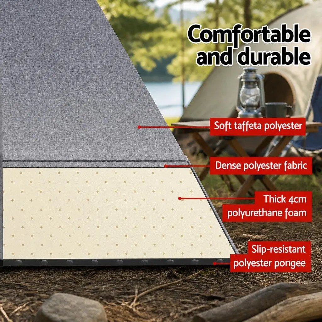 Self Inflating Camping Mattress Grey Double Size Outdoor Air Bed