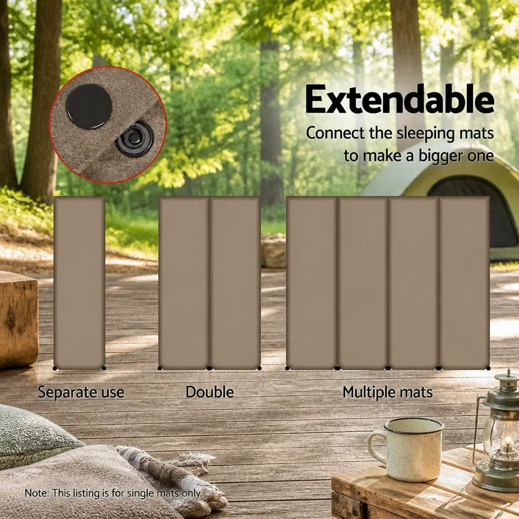 Single Self Inflating Camping Mattress Coffee 187x66cm
