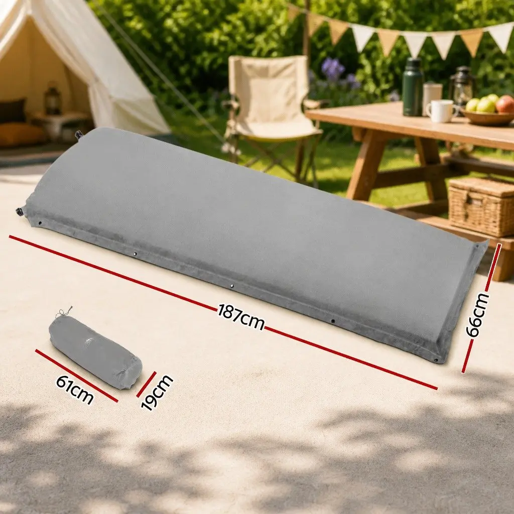 Self Inflating Mattress Portable Grey 187cm