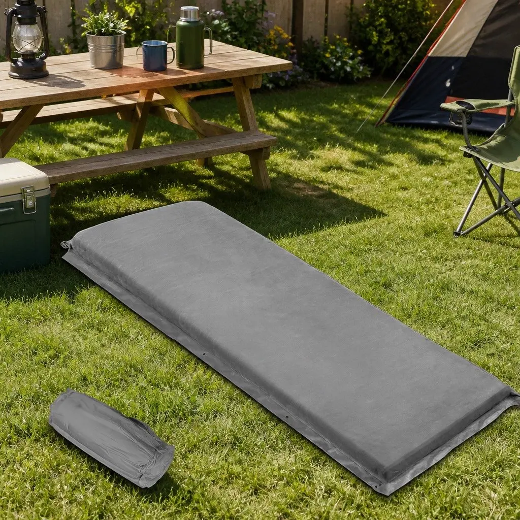 Self Inflating Mattress Portable Grey 187cm
