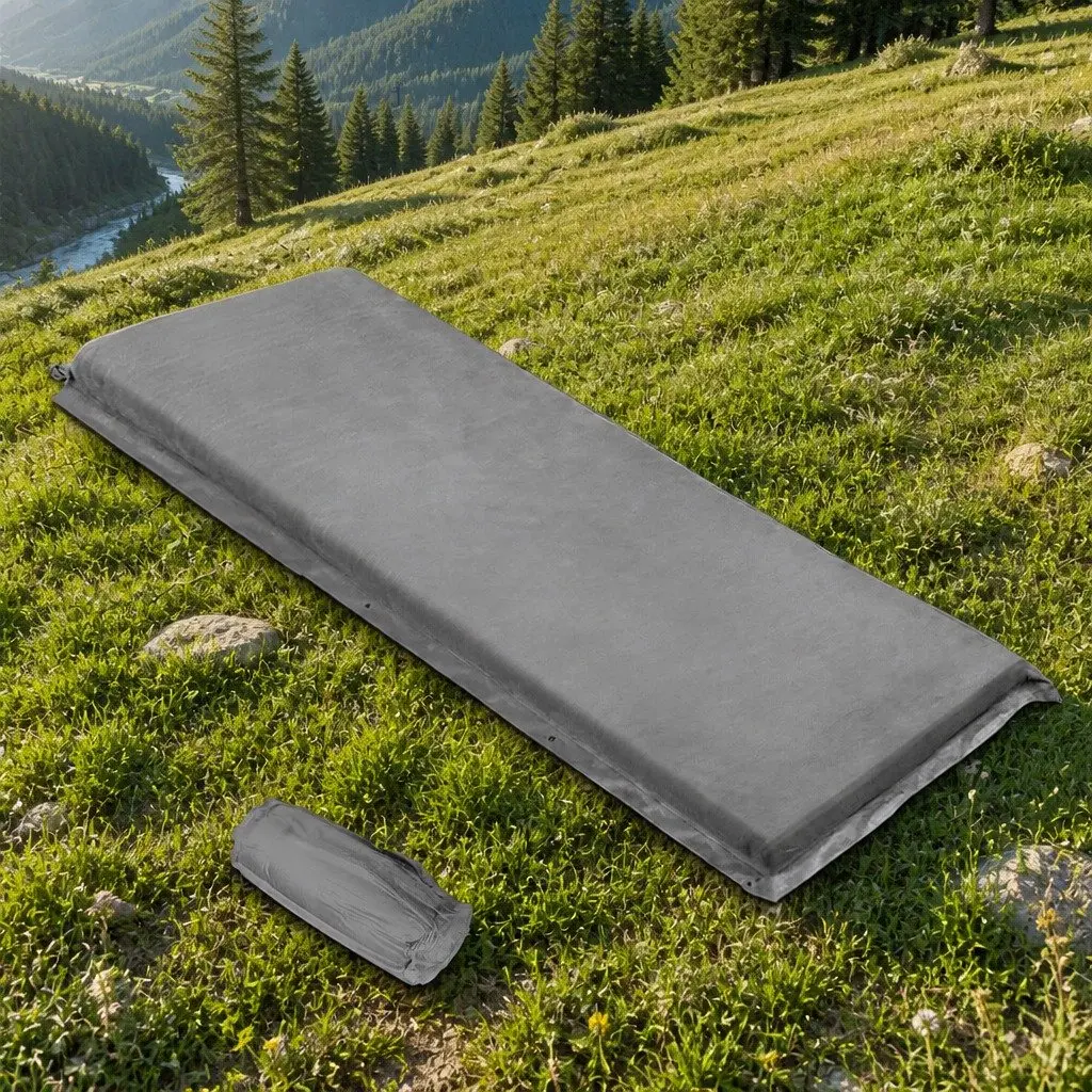 Self Inflating Mattress Portable Grey 187cm