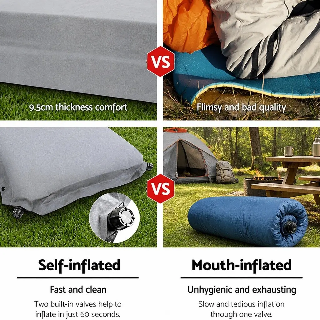 Self Inflating Mattress Grey 187x132cm