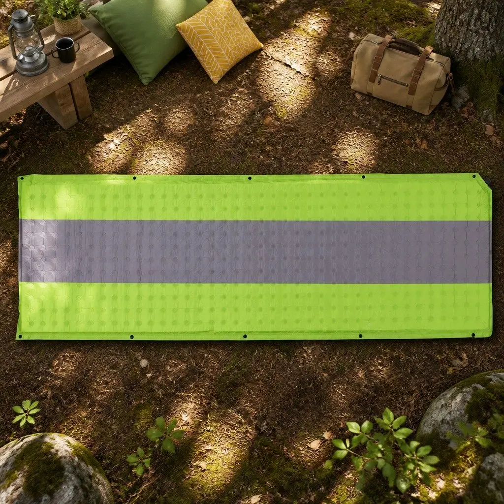 Self Inflating Camping Sleeping Mat Green Single 195 x 65 x 2.5 cm