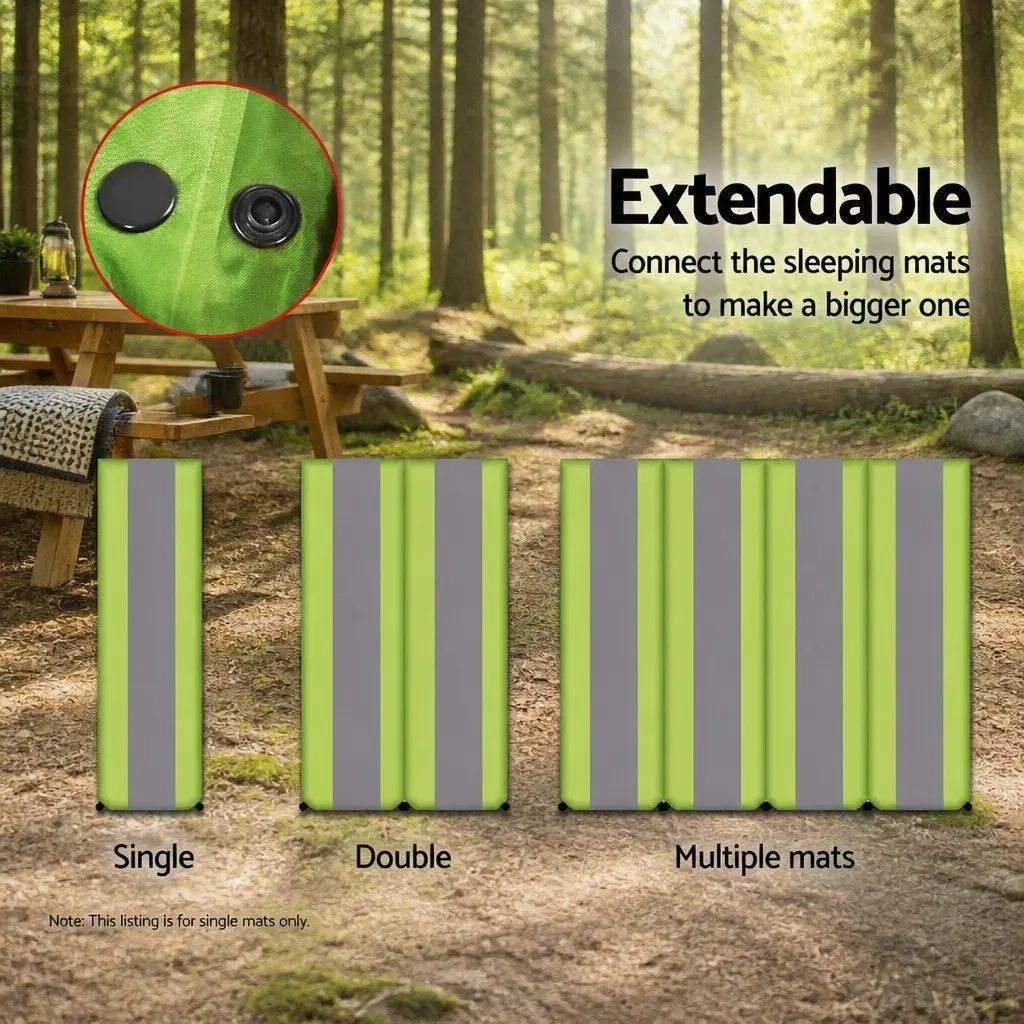 Self Inflating Camping Sleeping Mat Green Single 195 x 65 x 2.5 cm