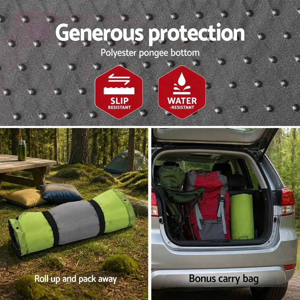 Self Inflating Camping Sleeping Mat Green Single 195 x 65 x 2.5 cm