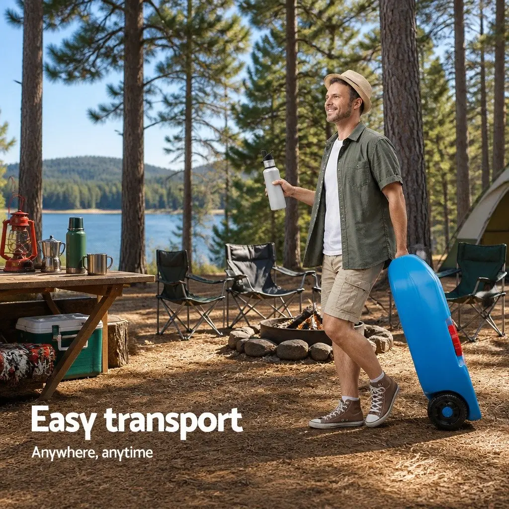 40L Portable Water Tank with Wheels for Camping Caravan Storage Container Blue