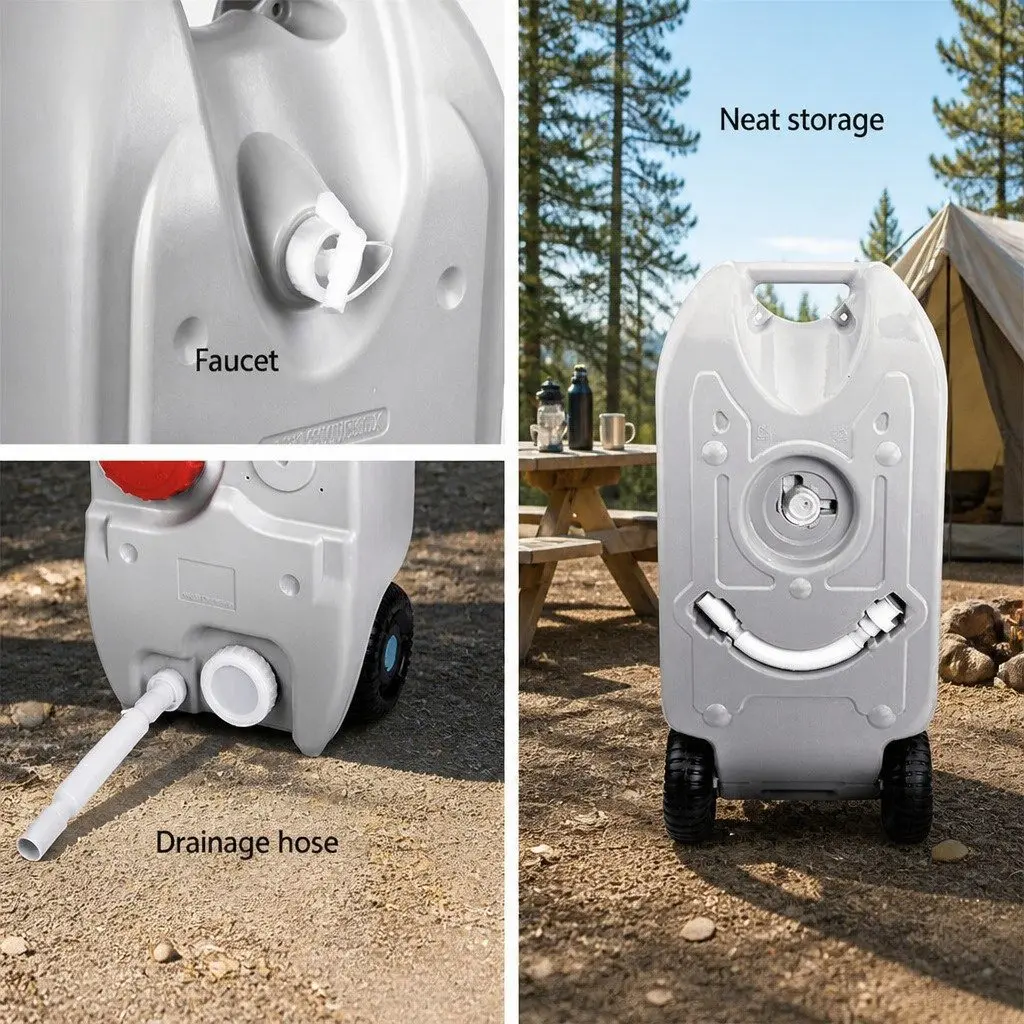 40L Portable Wheel Water Tank Grey