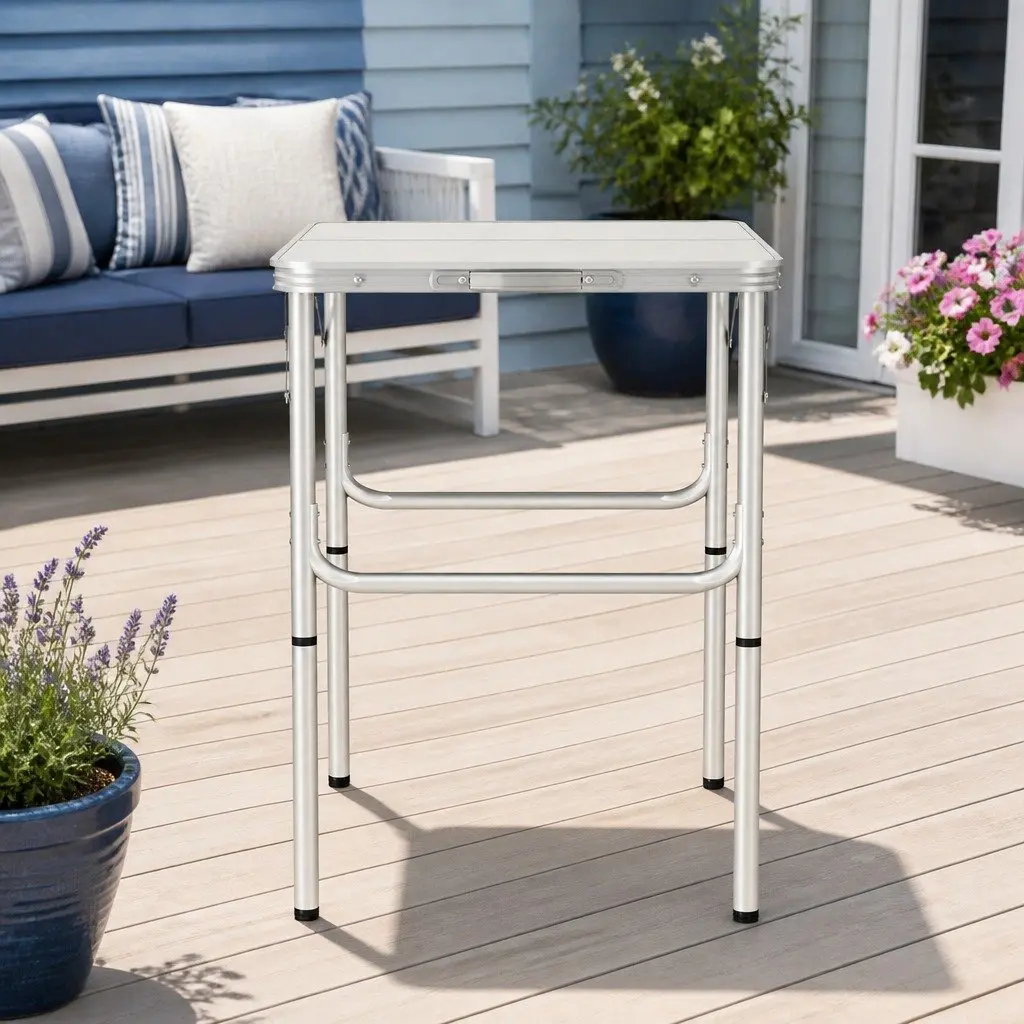 Folding Camping Table Adjustable Height 90cm Portable Picnic Outdoor Desk