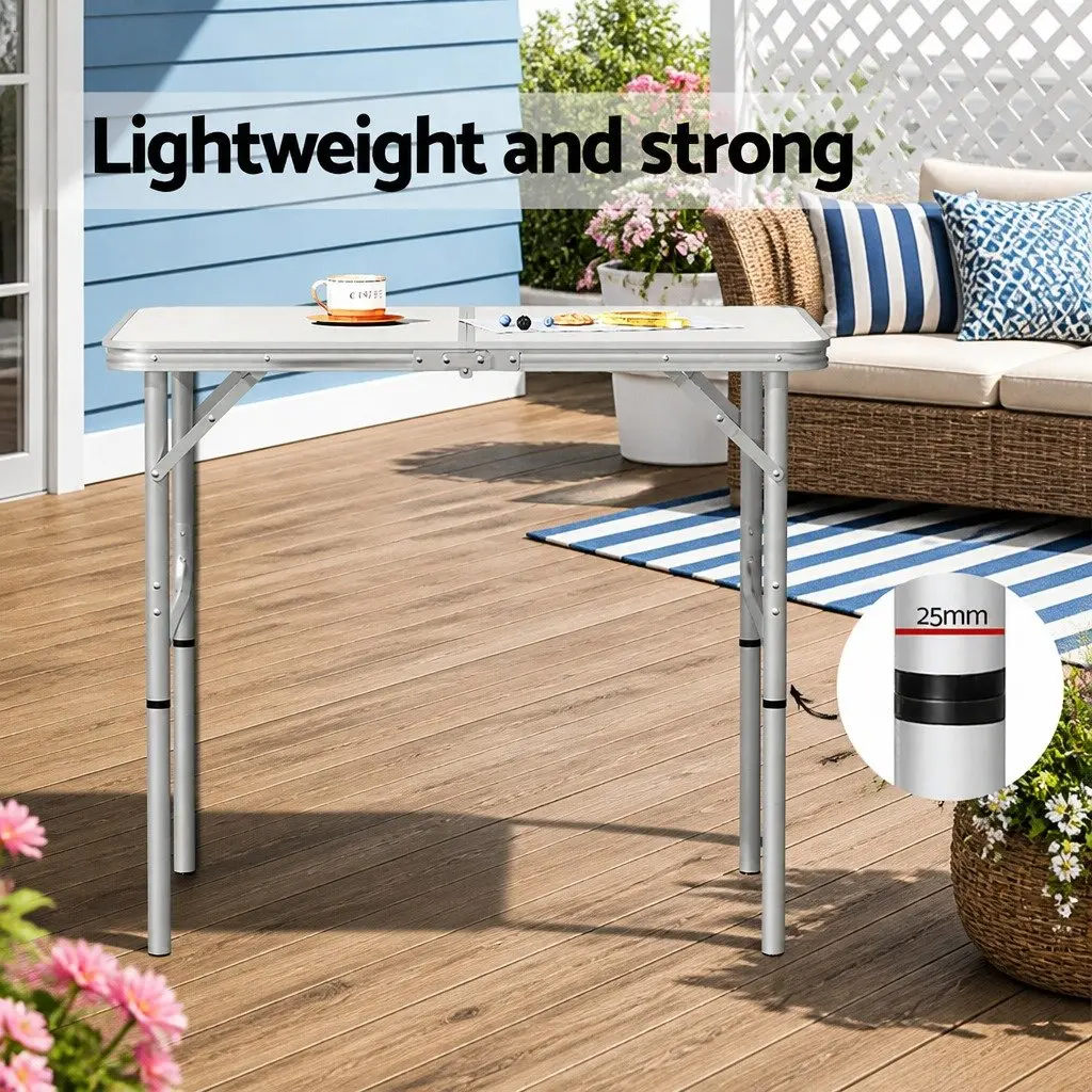 Folding Camping Table Adjustable Height 90cm Portable Picnic Outdoor Desk