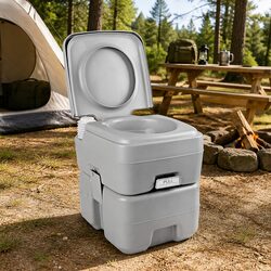 20L Portable Camping Toilet Grey Outdoor Flush Potty Boating Fresh Water Tank