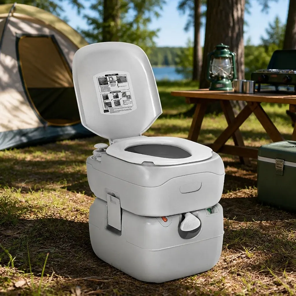 Portable Camping Toilet 22L Outdoor Flush Potty Boating Marine Grey
