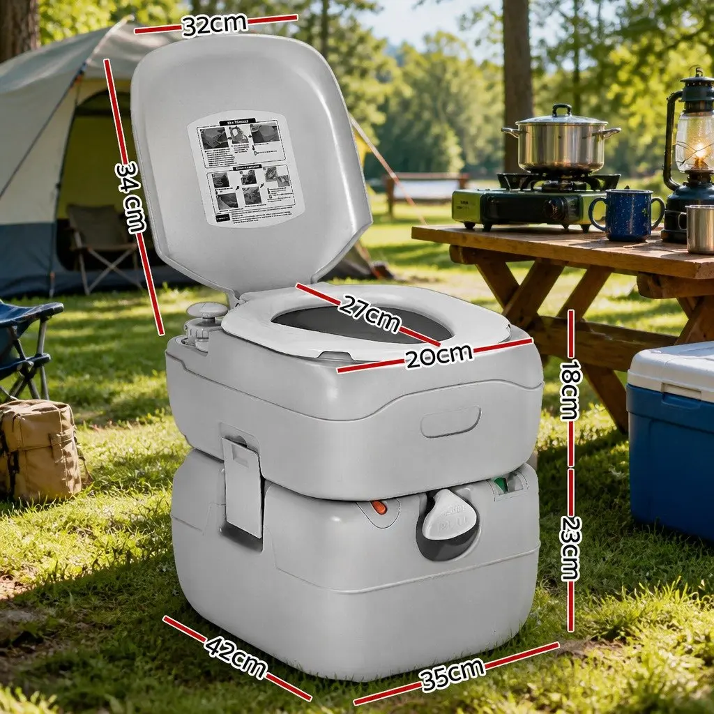Portable Camping Toilet 22L Outdoor Flush Potty Boating Marine Grey