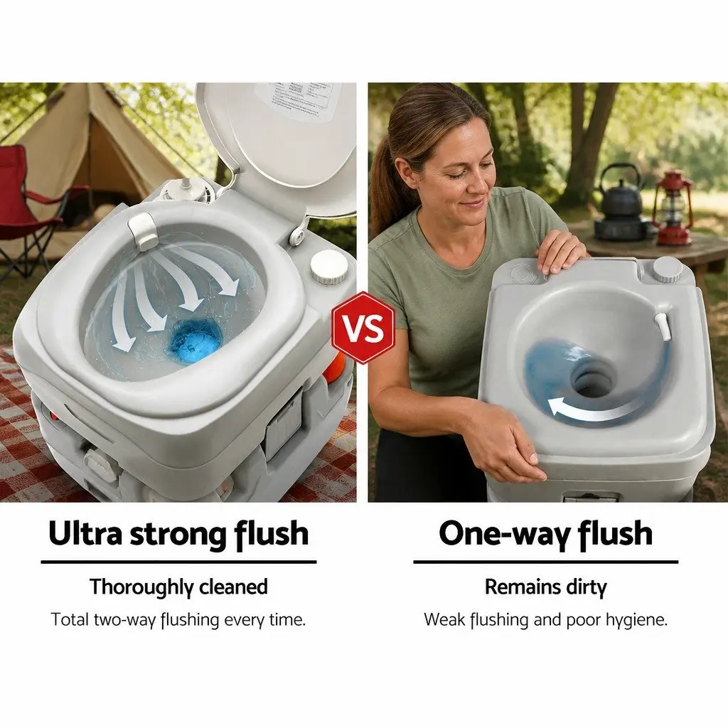 Portable Camping Toilet 22L Outdoor Flush Potty Boating Marine Grey