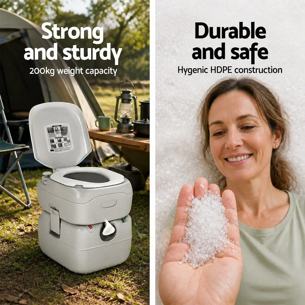 Portable Camping Toilet 22L Outdoor Flush Potty Boating Marine Grey