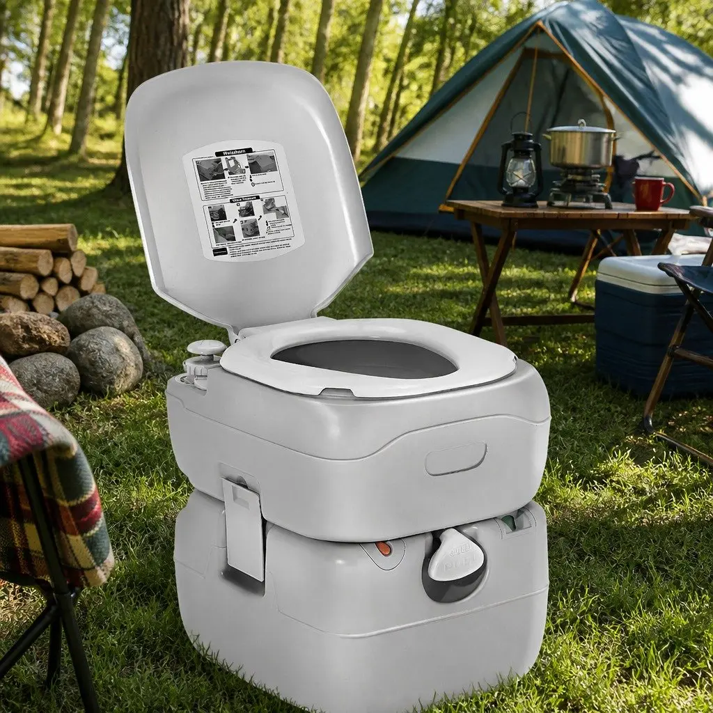 Portable Camping Toilet 22L Outdoor Flush Potty Boating Marine Grey