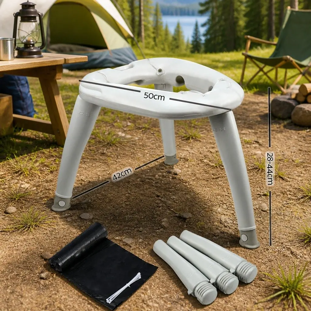 Portable Folding Camping Toilet White 120kg