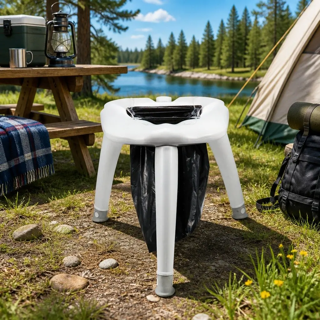 Portable Folding Camping Toilet White 120kg