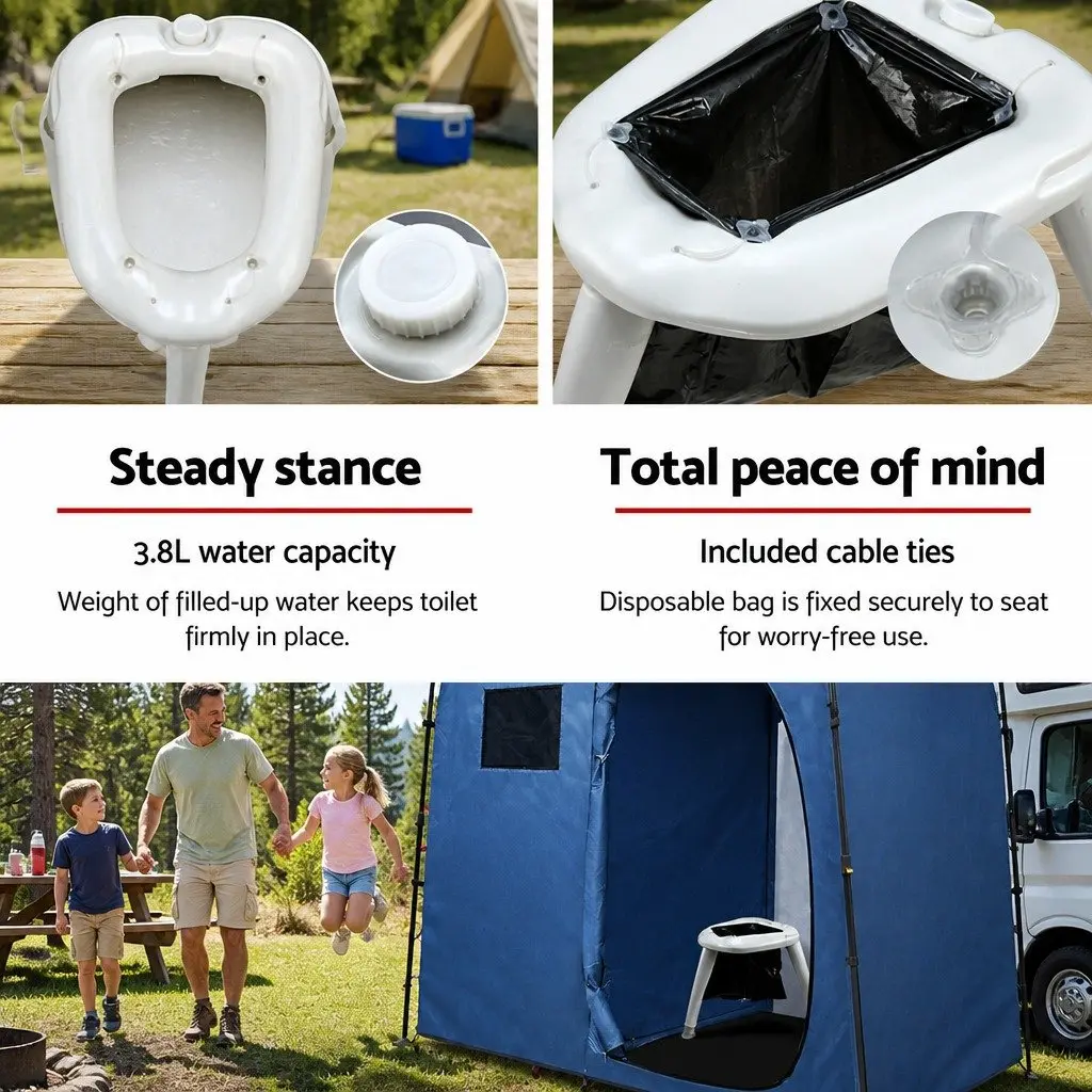 Portable Folding Camping Toilet White 120kg