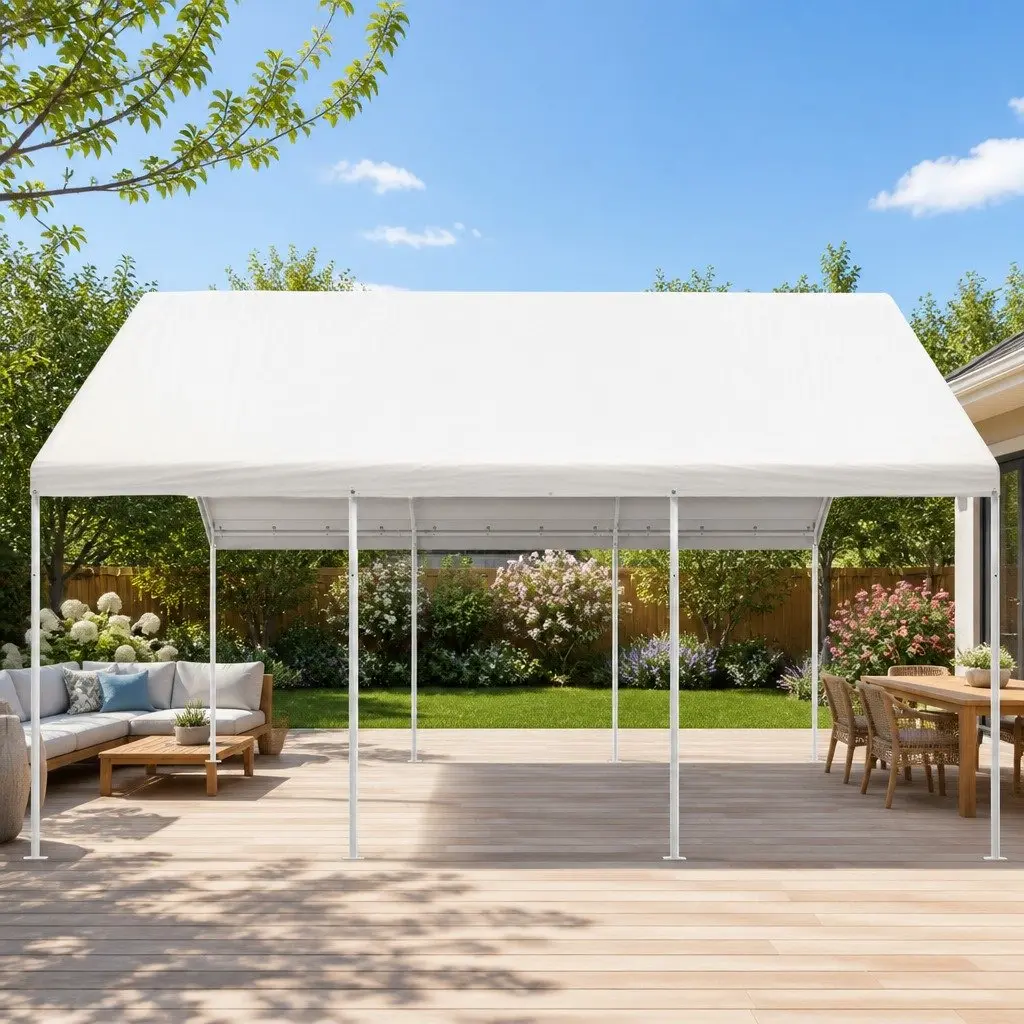 Carport Steel Frame Shelter 6x6m Portable Outdoor Canopy UV Resistant