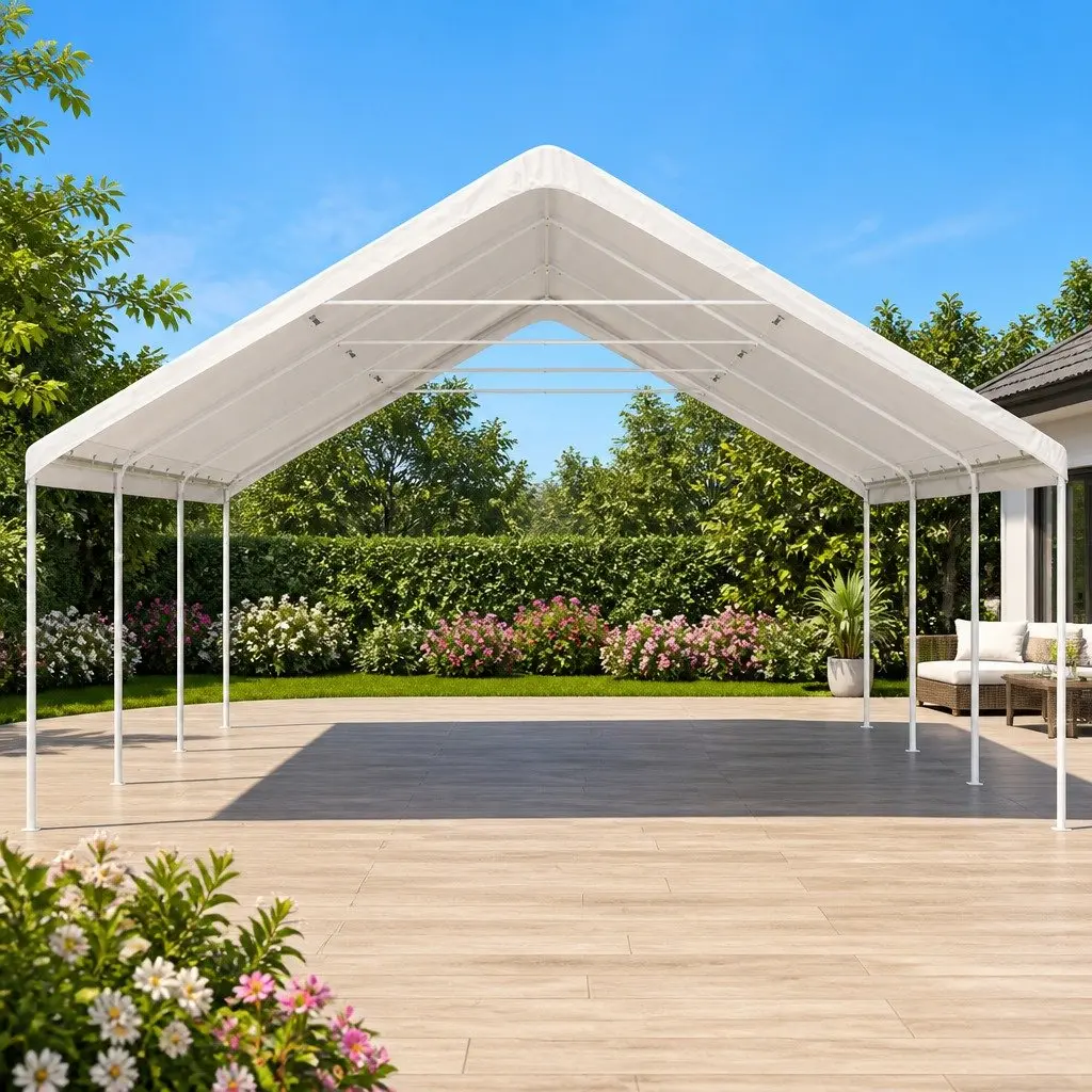 Carport Steel Frame Shelter 6x6m Portable Outdoor Canopy UV Resistant