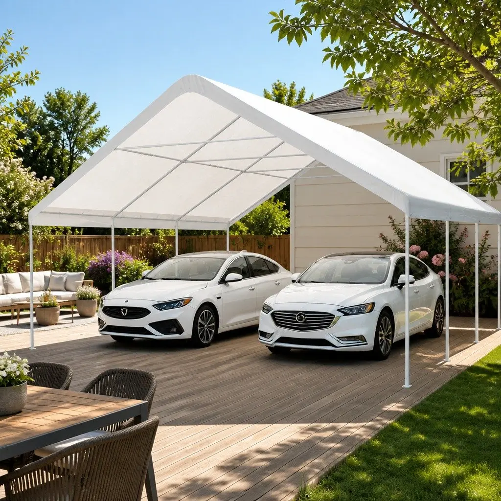 Carport Steel Frame Shelter 6x6m Portable Outdoor Canopy UV Resistant
