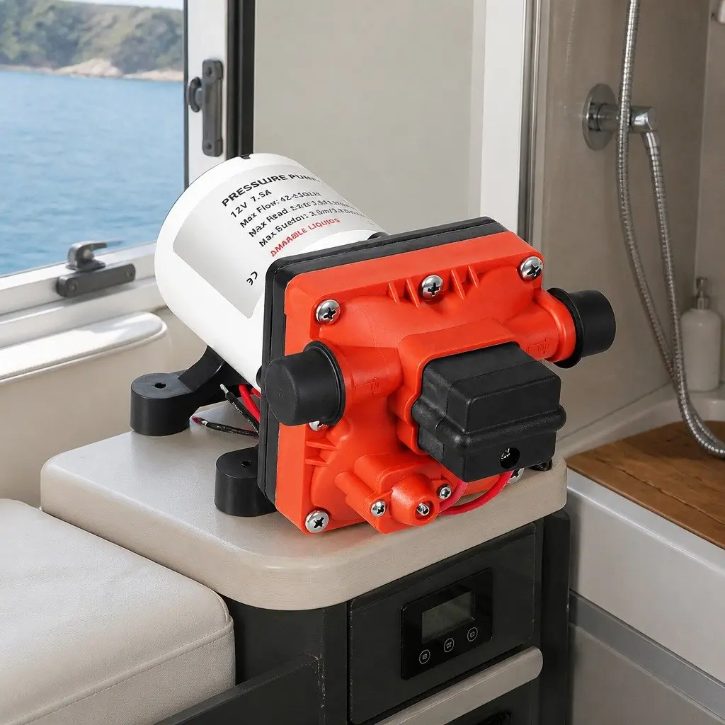 12V Water Pump High Pressure Self-Priming Diaphragm Portable 21cm x 13cm x 11.3cm