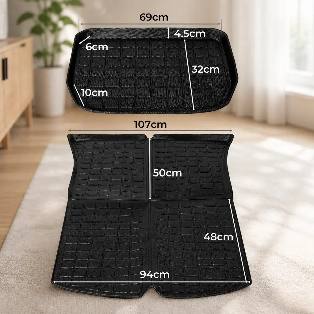 Tesla Model Y Floor Mats Set Front Rear Trunk Toolbox TPE Car Interior