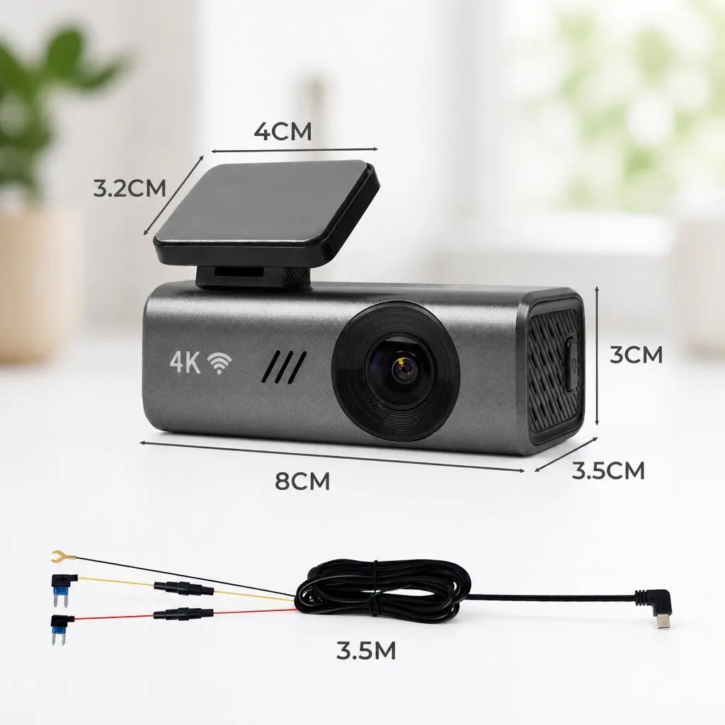 4K WiFi Dash Camera Voice Control Night Vision 170 Degree Lens