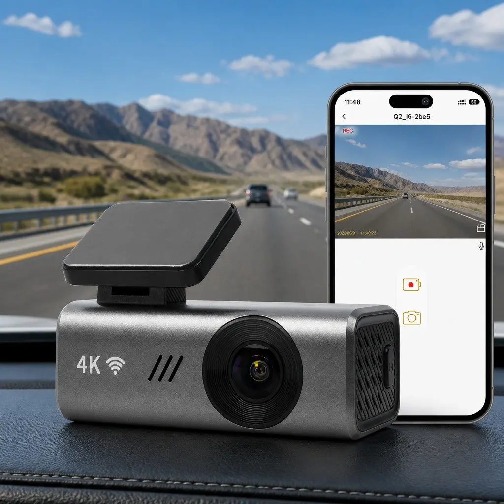 4K WiFi Dash Camera Voice Control Night Vision 170 Degree Lens