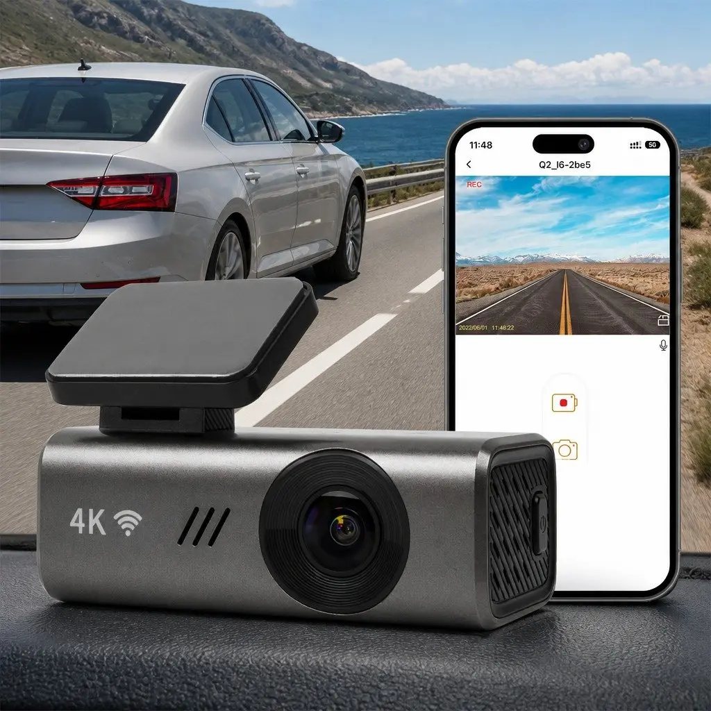 4K WiFi Dash Camera Voice Control Night Vision 170 Degree Lens