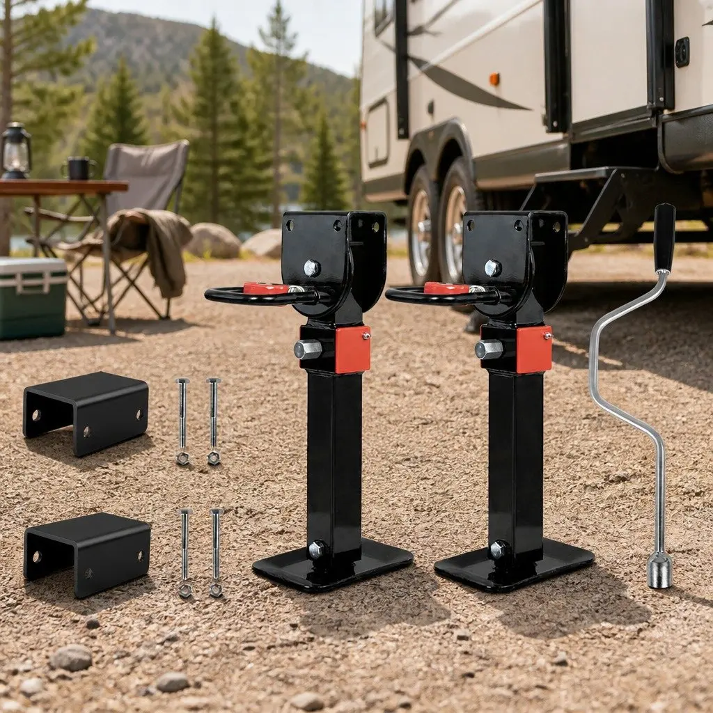 Caravan Stabiliser Legs Adjustable Height 410-545mm Galvanised Steel 2 Piece
