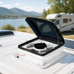 12V Caravan Roof Vent Hatch with Fan LED Light RV Trailer Exhaust Air