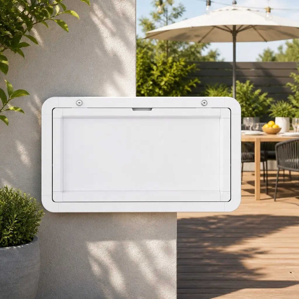 Folding Caravan Table 800 x 450mm Lockable White Space-Saving RV Camping