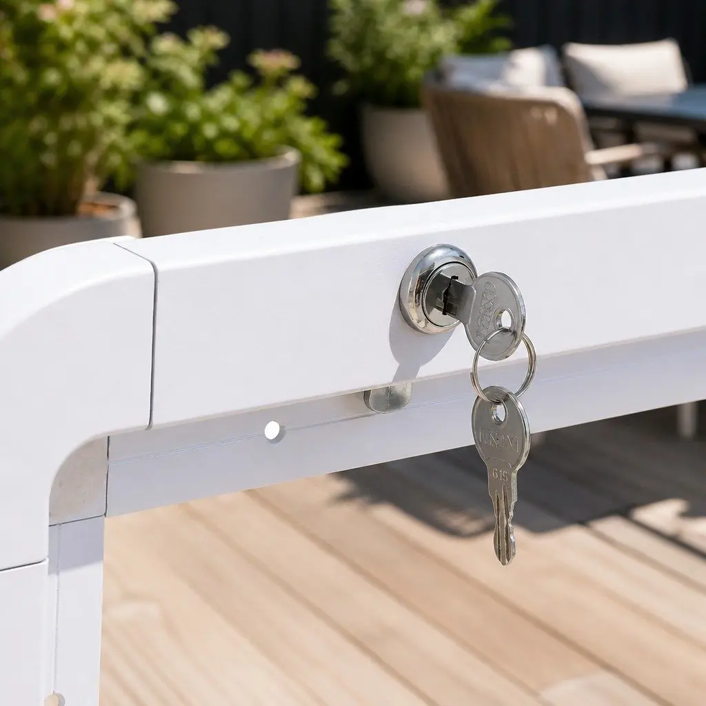 Folding Caravan Table 800 x 450mm Lockable White Space-Saving RV Camping