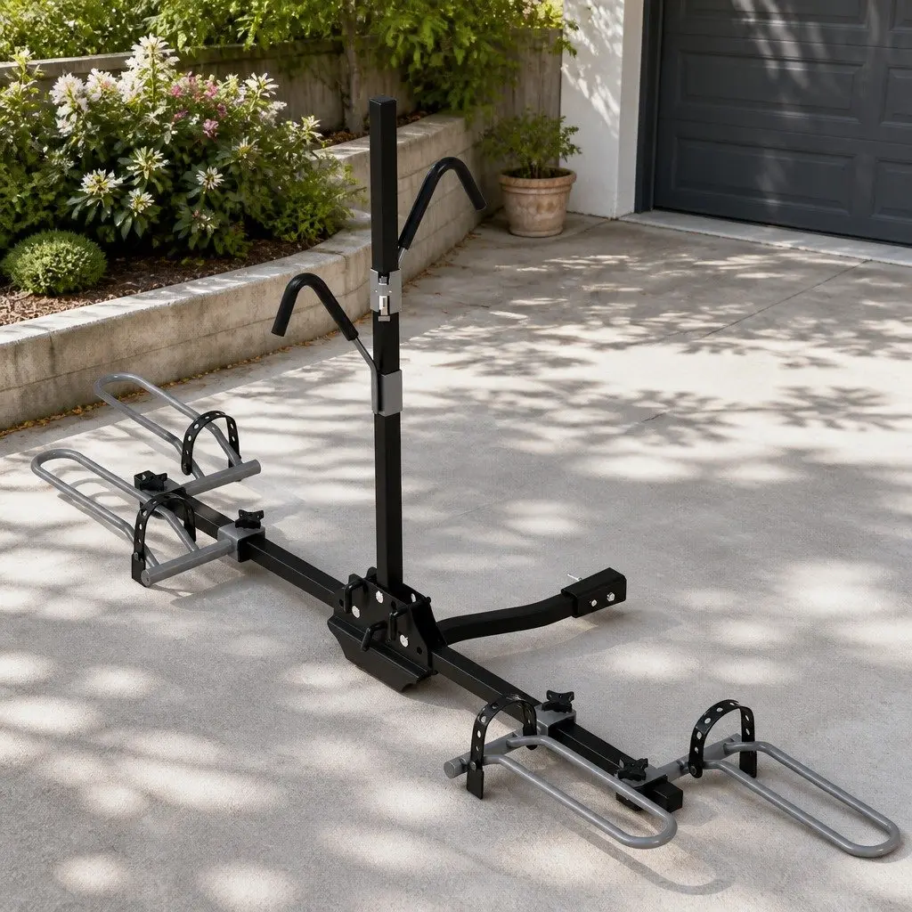 2 Bicycle Bike Carrier Rack Car Hitch Mount Platform Foldable Black Steel