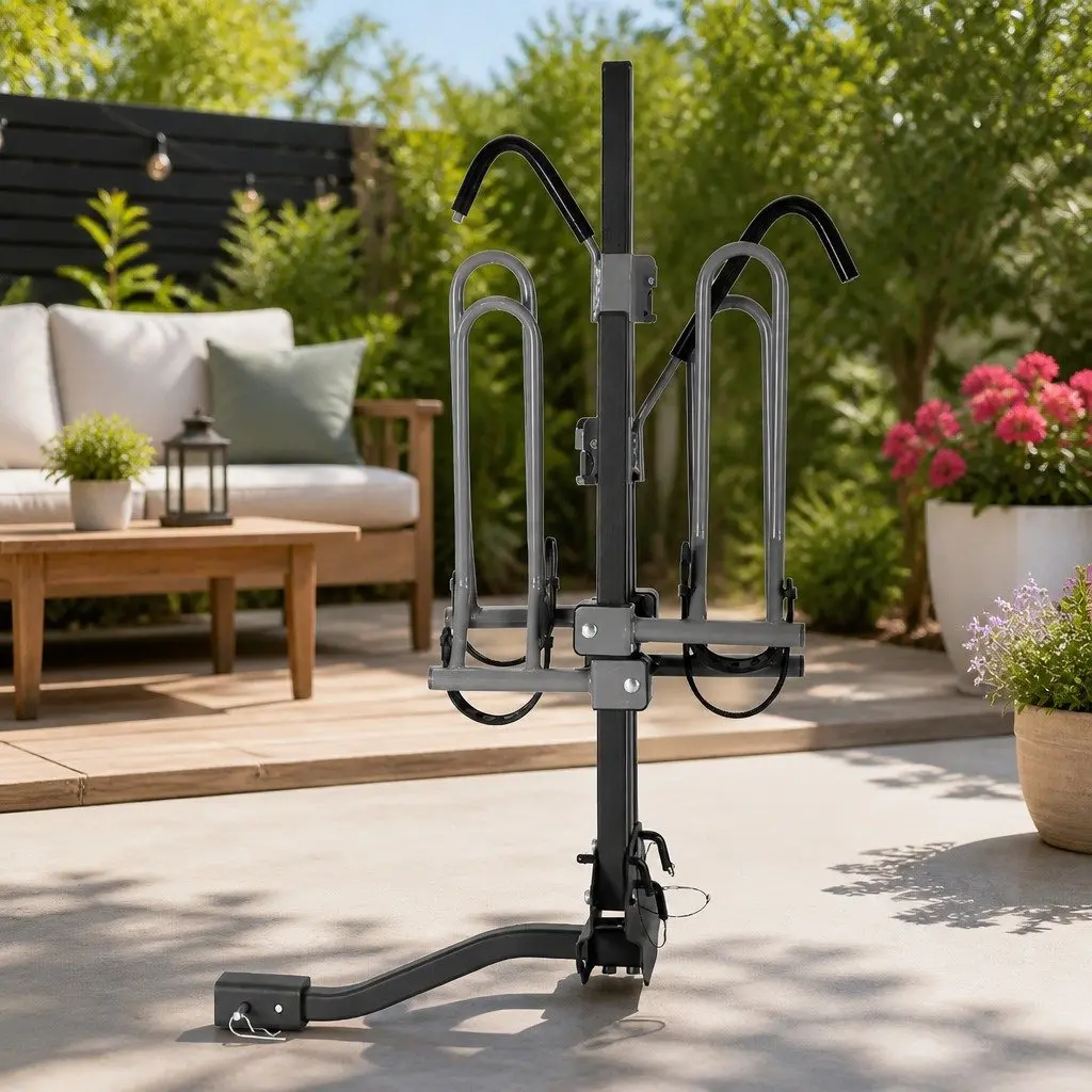 Bicycle Bike Carrier Rack Hitch Mount Foldable Black Steel
