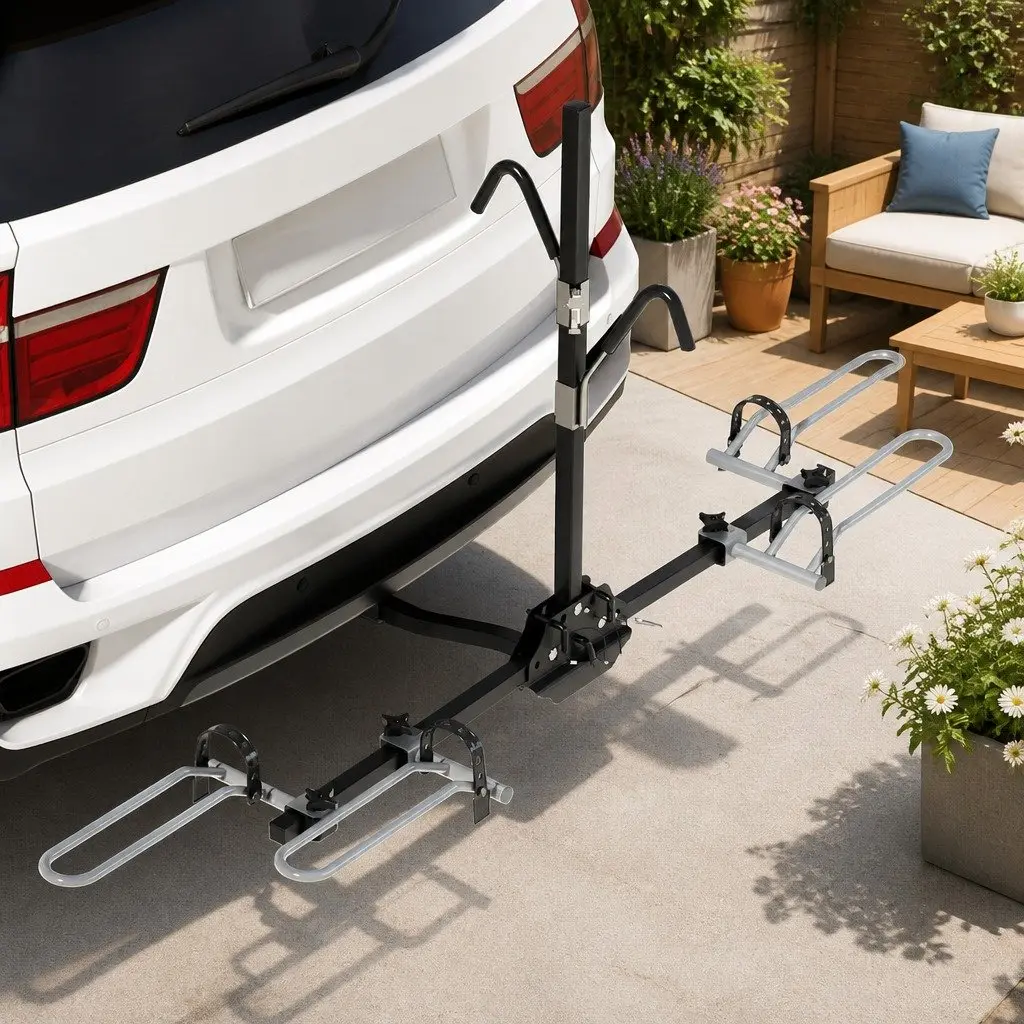 Bicycle Bike Carrier Rack Hitch Mount Foldable Black Steel