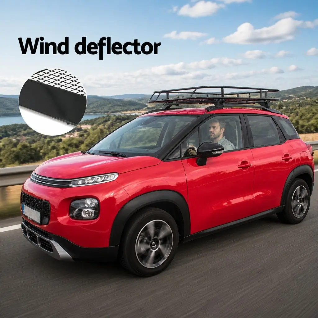 Universal Roof Rack Basket Cargo Carrier Black Steel 123cm