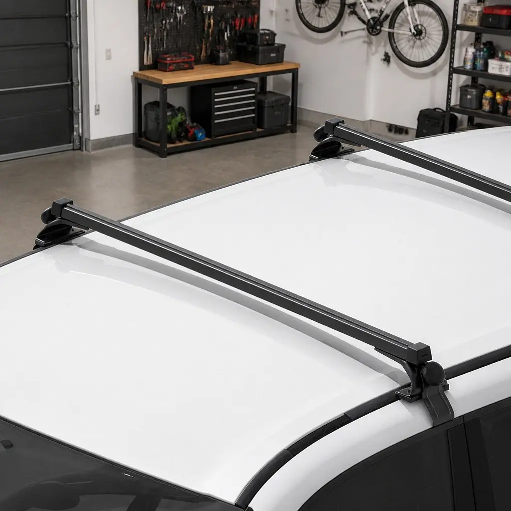 Car Roof Rack Universal Adjustable Cross Bars Aluminium Pod 145cm Black Brackets