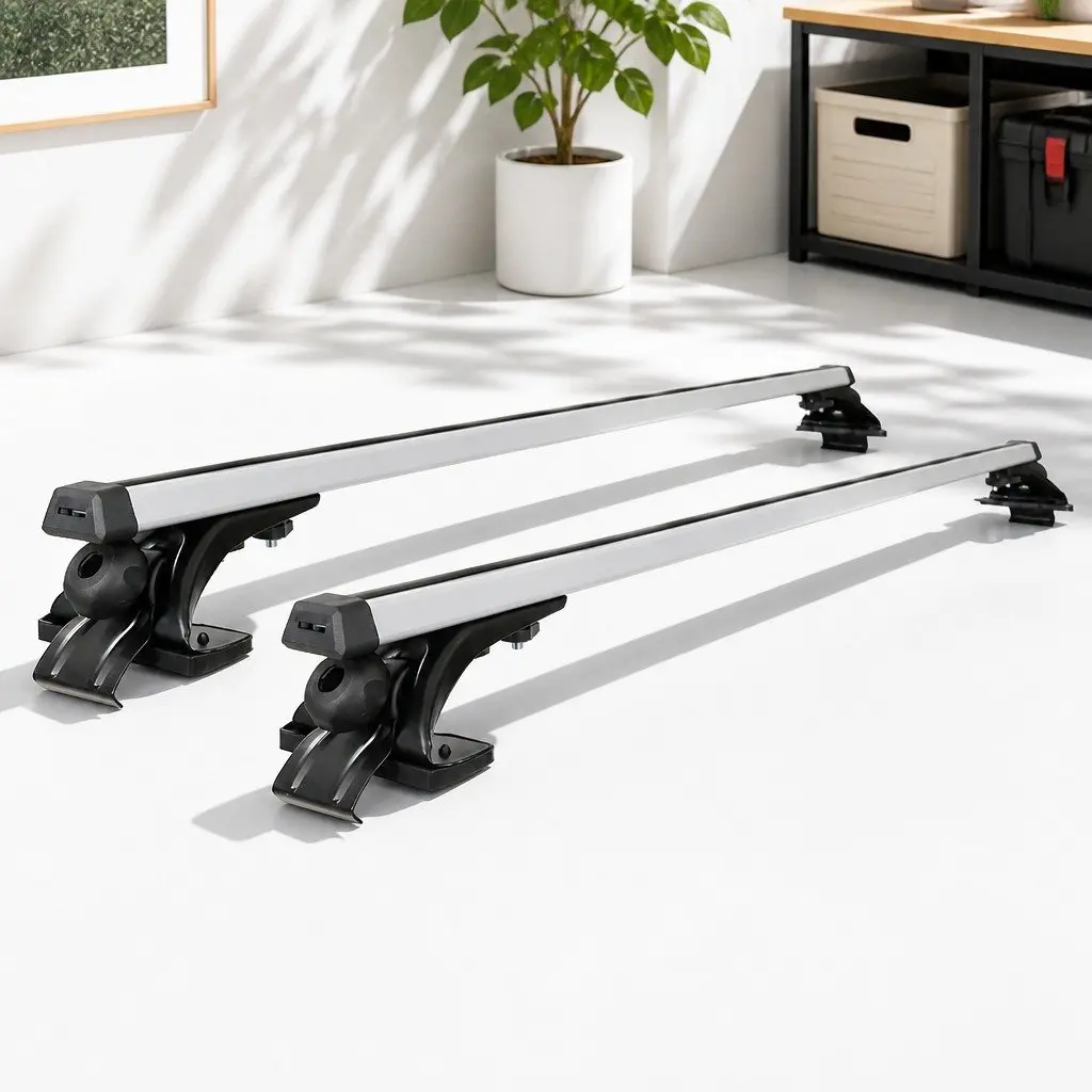 Car Roof Rack Universal Aluminum Cross Bar Adjustable 145cm Bare Roof Silver