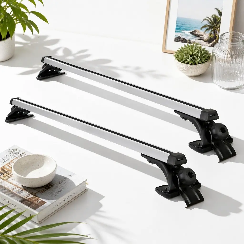 Car Roof Rack Universal Adjustable Aluminum Cross Bar 145cm Silver