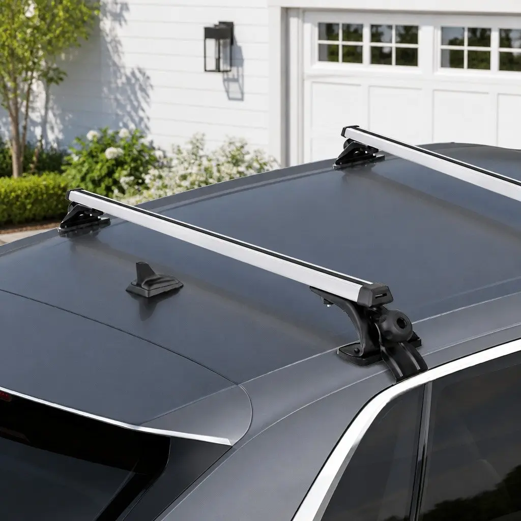 Car Roof Rack Universal Adjustable Aluminum Cross Bar 145cm Silver