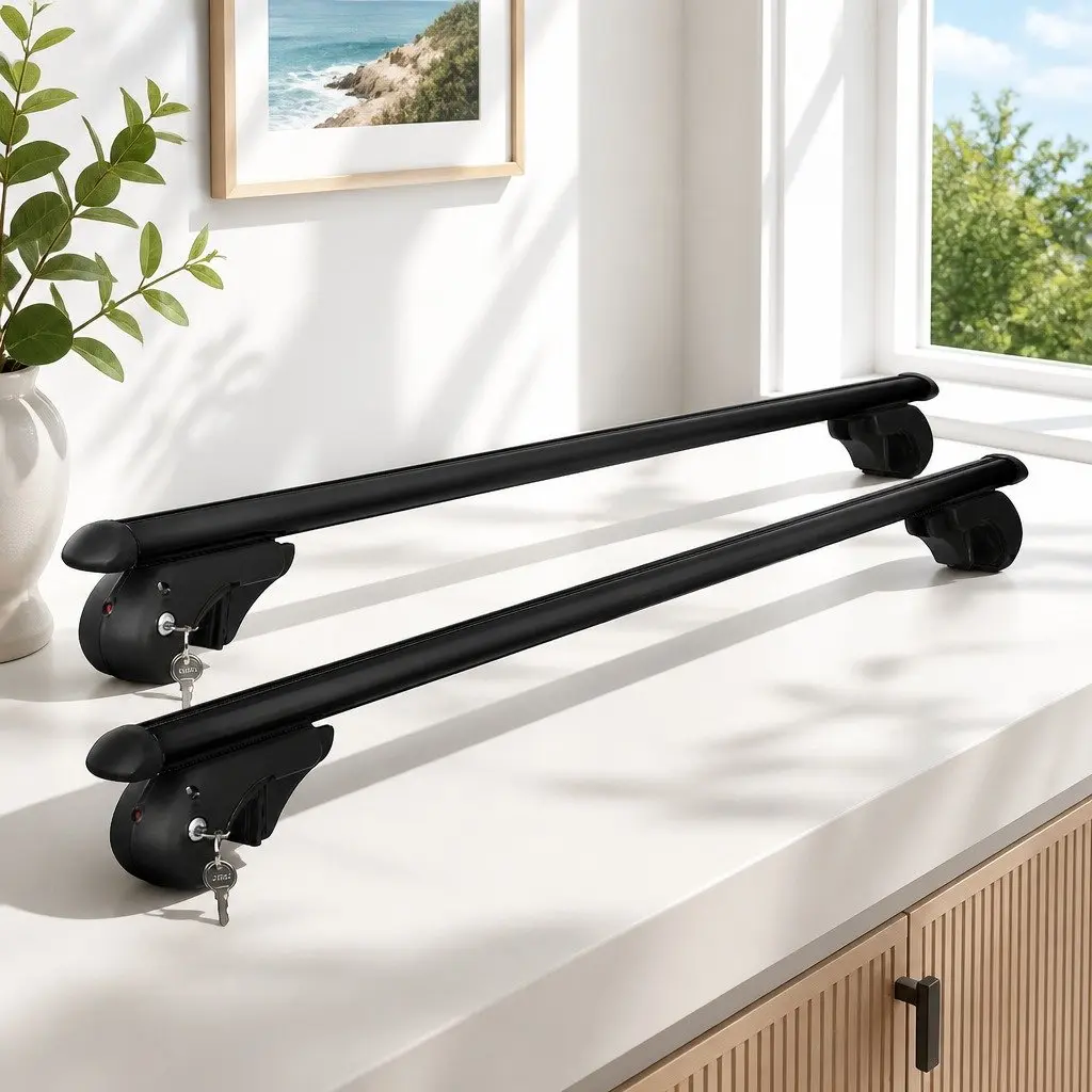 Car Roof Rack Cross Bar Aluminium Adjustable 108cm Universal Vehicle Mount Black