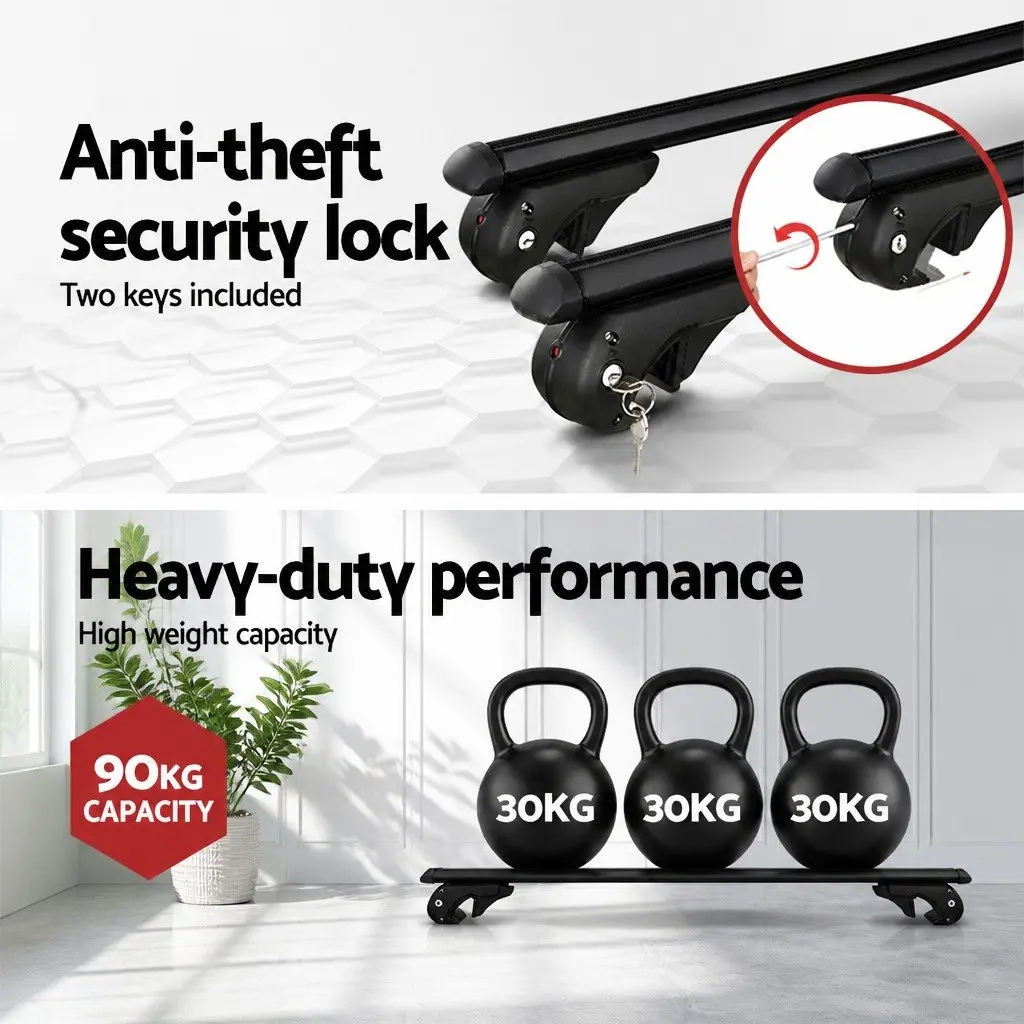Car Roof Rack Cross Bar Aluminium Adjustable 108cm Universal Vehicle Mount Black