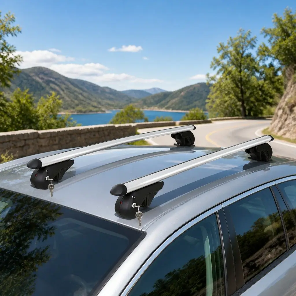 Car Roof Rack Cross Bar Universal Adjustable 108cm Aluminium Silver