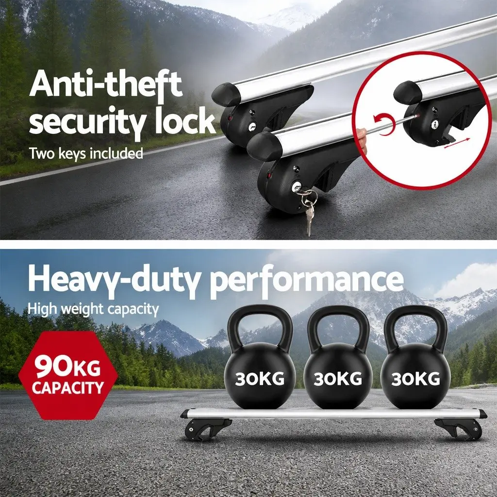 Car Roof Rack Cross Bar Universal Adjustable 108cm Aluminium Silver